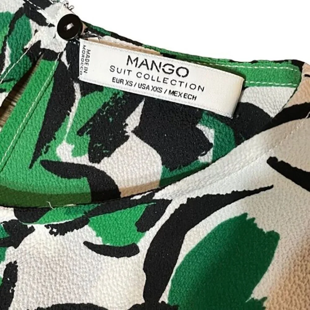 MANGO SUIT Collection Green and White Floral Sleeveless Blouse - Picture 3 of 5